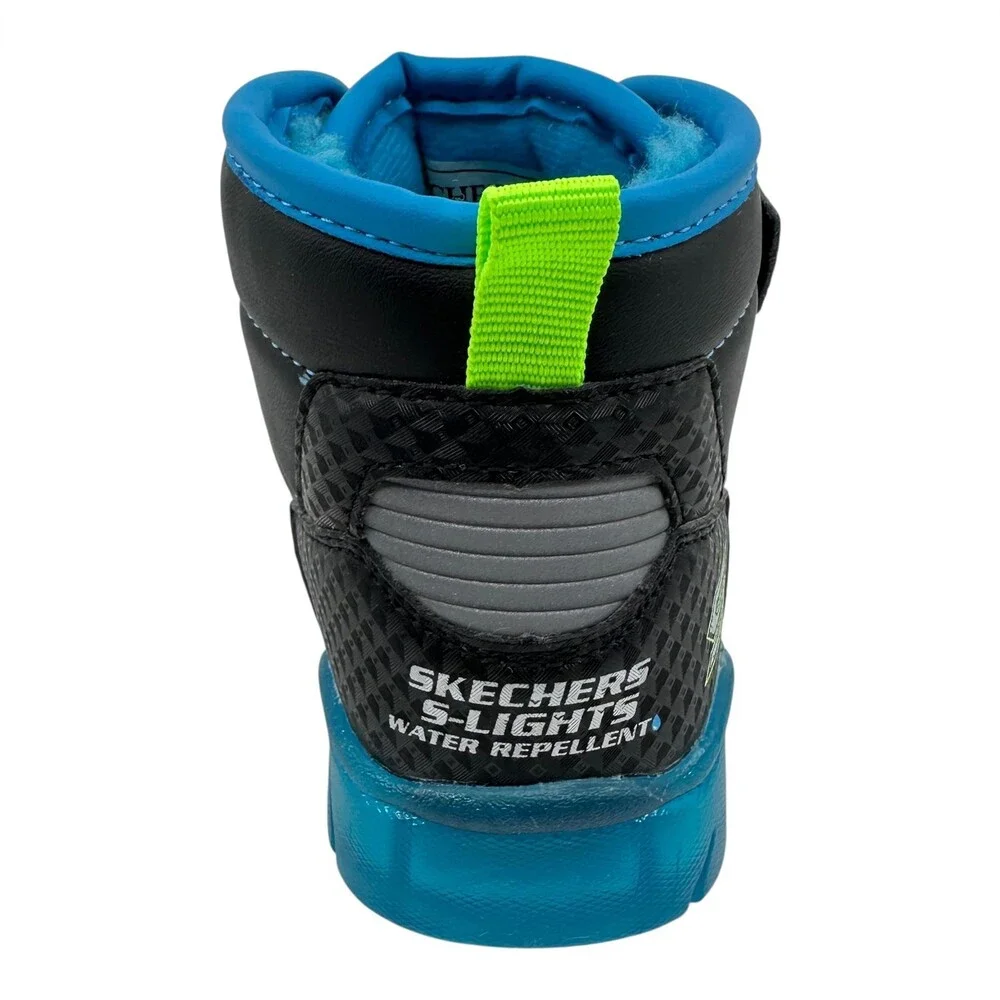 Skechers S Lights Illumi Brights Mini Chill Black Blue Toddler Size 8 Sneaker